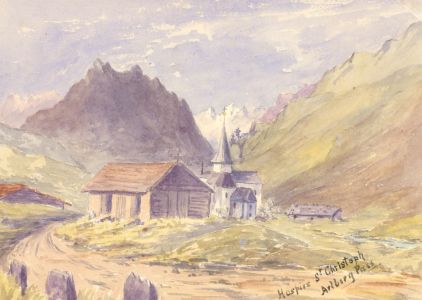 1892 Watercolour - Hospice St Christoph, Alberg Pass