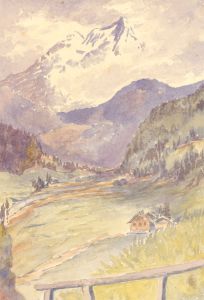 1892 Watercolour - Austrian Mountain Landscape