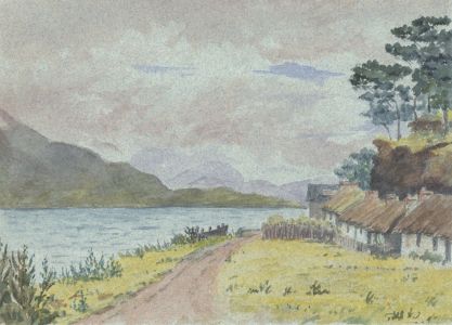 Mary V. Hobhouse - 1892 Watercolour, Loch Landscape