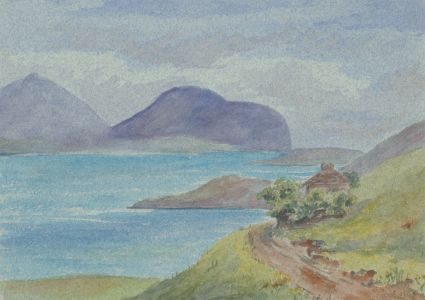 Mary V. Hobhouse - 1892 Watercolour, Loch Landscape