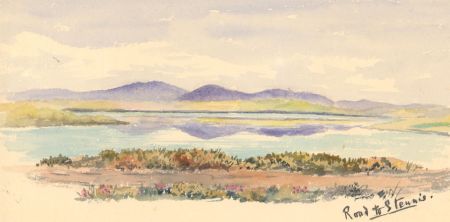 Mary V. Hobhouse - 1892 Watercolour, Lake to Landscape