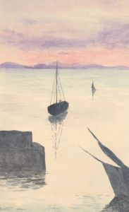 Mary V. Hobhouse - 1893 Watercolour, Kirkwall Sunset