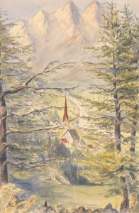 1892 Watercolour - Mountainous Landscape
