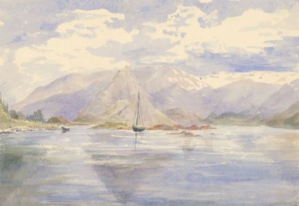 1892 Watercolour - Lake Landscape