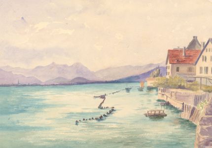 1892 Watercolour - Lake Landscape