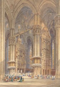 Henry Schafer (1833-1916) - Signed Late 19th Century Watercolour, Interior of Milan Cathedral
