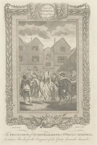 Collyer after Dodd - 18th Century Engraving, Queen Elizabeth to St Paul's