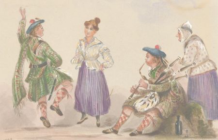 H.M.S - Scottish School Late 19th Century Watercolour, Scottish Dancers
