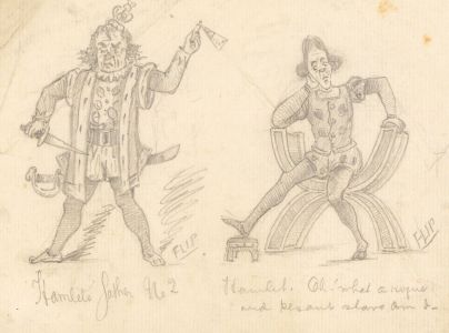 Flip - Early 20th Century Graphite Drawing, Costume Designs for Hamlet