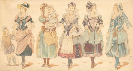 French School Late 19th Century Watercolour - Ladies Fashion Illustration