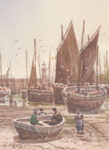 R. Whils - Signed Late 19th Century Watercolour, Victorian Harbour Scene