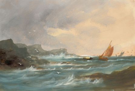 A Pair of Late 19th Century Gouaches - Coastal and Highland Views