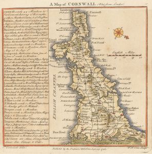 W. H. Toms after Thomas Badeslade - 1742 Engraving, Map of Cornwall