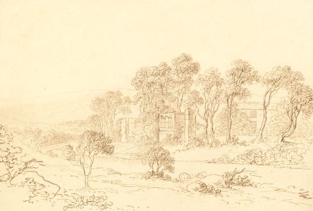 English School 19th Century Pen and Ink Drawing - Classical River Landscape