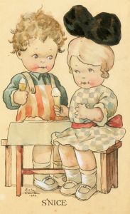 Leslie Cowton - 1920 Pen and Ink Drawing, Children's Illustration, 'S'Nice'