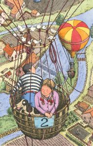 Contemporary Pen and Ink Drawing - Flying in a Hot Air Balloon