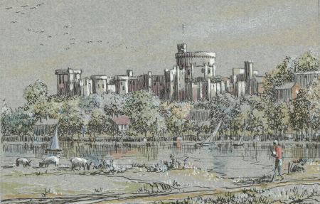 P. Dewar - Contemporary Pen and Ink Drawing, Windsor Castle, London