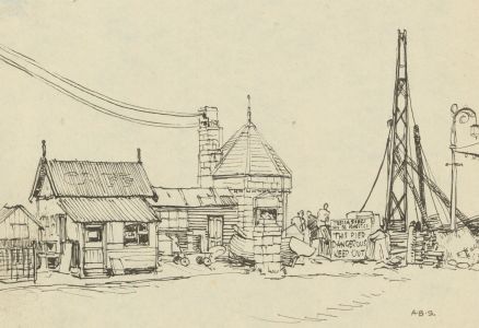 Alfred Burgess Sharrocks RCA (1919-1988) - Pen and Ink Drawing, The Pier