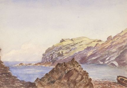 T. Hoblyn - Signed 1881 Watercolour, Rocks at Tintagel