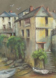 S. Dunstan - Contemporary Pastel, Newlyn Harbour Scene
