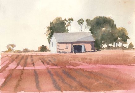 James Frank Adams (1923-2008) - Watercolour, Building in a Landscape