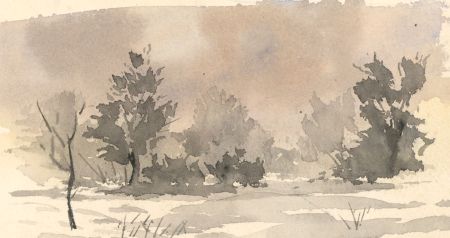 James Frank Adams (1923-2008) - Set of Two Monochrome Watercolour Landscapes