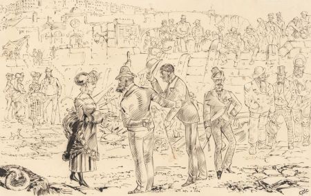 Charles William Cole - 19th Century Pen and Ink Drawing, Seaside Society Scene