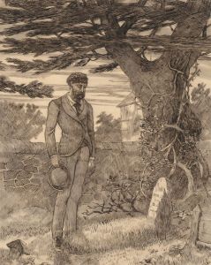Charles William Cole - Late 19th Century Pen and Ink Drawing, Mourner