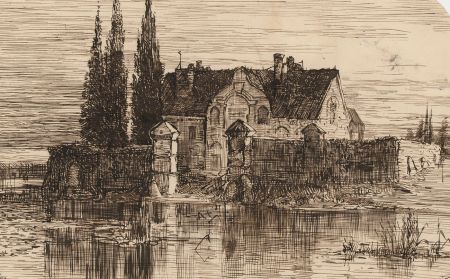 Charles William Cole - Late 19th Century Pen and Ink Drawing, Haunted House