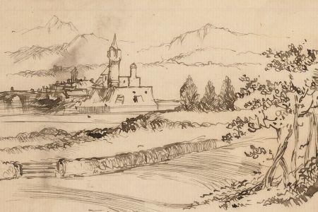 Charles William Cole - Set of Six Late 19th Century Pen and Ink Landscapes
