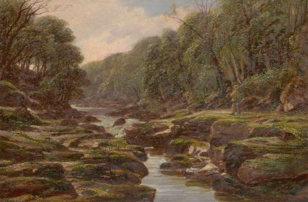 H. Ash - 1859 Oil, Fishing on the Llyn, Devon