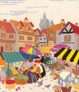 20th Century - Felt Collage Market Scene