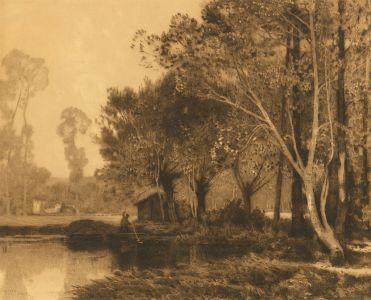 John Fulwood (1854-1931) after Alfred East - 1903 Etching, Punter on a River