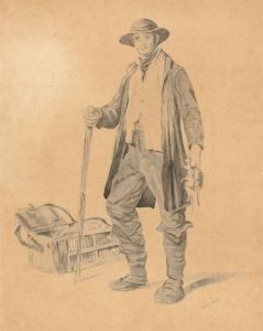 Ada - Signed 1892 Pen and Ink Drawing, A Kentish Rat catcher
