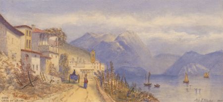 Miss L. Blacker - Fine 1865 Watercolour, Oria, Lake Lugano
