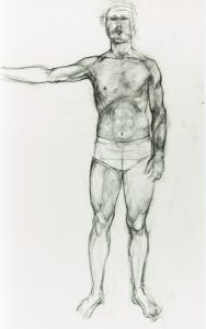 Brian Liddle - Contemporary Charcoal Drawing, Figure Study of a Man
