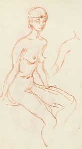 Peter Collins ARCA - c.1970s India Ink, Seated Nude Study