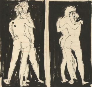 Peter Collins ARCA - c.1970s India Ink, The Embrace