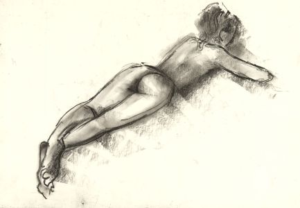 Peter Collins ARCA - c.1970s Charcoal Drawing, Nude Tonal Study