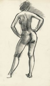 Peter Collins ARCA - c.1970s Charcoal Drawing, Expressive Nude