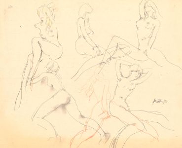 Peter Collins ARCA - Signed 1983 Graphite Drawing, Life Studies