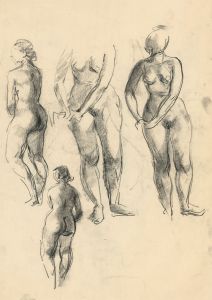 Peter Collins ARCA - c.1970s Charcoal Drawing, Life Drawing Studies