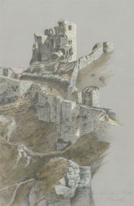 W. Jeffs - 1824 Graphite Drawing, The Keep at Scarborough Castle