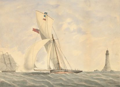 A.H - English School Late 19th Century Watercolour, Yachts by a Lighthouse