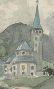 A.H. - Set of Two 19th Century Watercolours, Zermatt Church, Switzerland