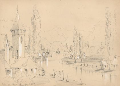 William Waterhouse - Mid 19th Century Graphite Drawing, Thun, Switzerland