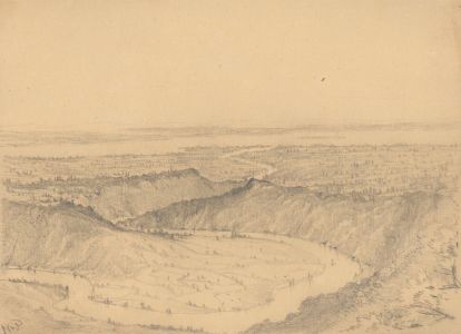 William Waterhouse - Mid 19th Century Graphite Drawing, The River Wye