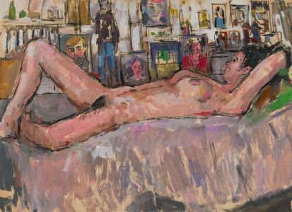 Peter Collins ARCA - c.1970s Gouache, Nude in The Artist's Studio
