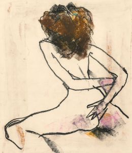 Peter Collins ARCA - Signed 1980 Pastel, Sitting Nude