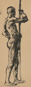 Peter Collins ARCA - c.1970s India Ink, Male Nude Study